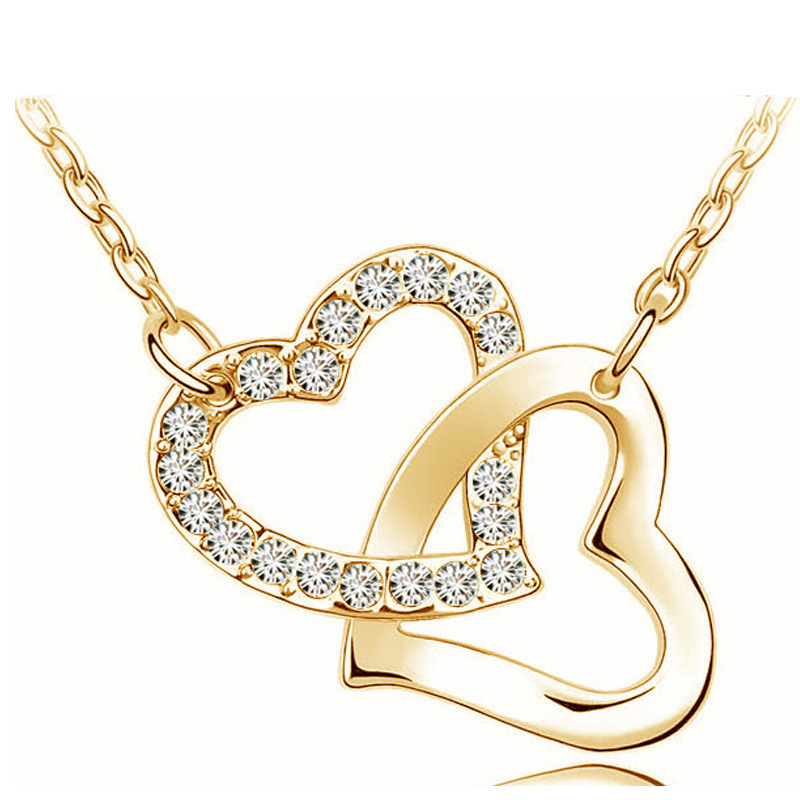 Lady Double Heart Pendant Necklace