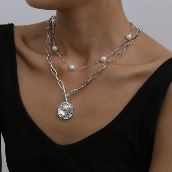 Necklace with Coin-Shaped Pearl Pendant - Image 2