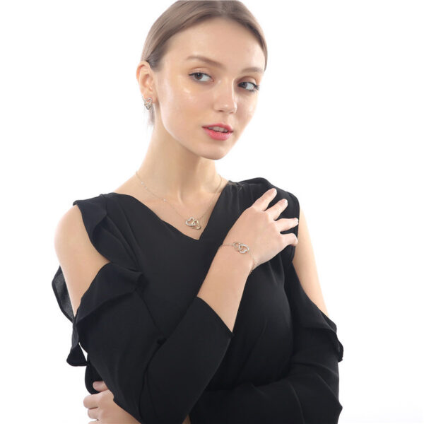 Lady Double Heart Pendant Necklace - Image 3