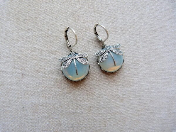 Boho Chakra Blue Moonstone Drop Earrings: Vintage Dragonfly Pendant, Fashionable Jewelry for Women, Wedding Charm, Ethnic Style - Image 8