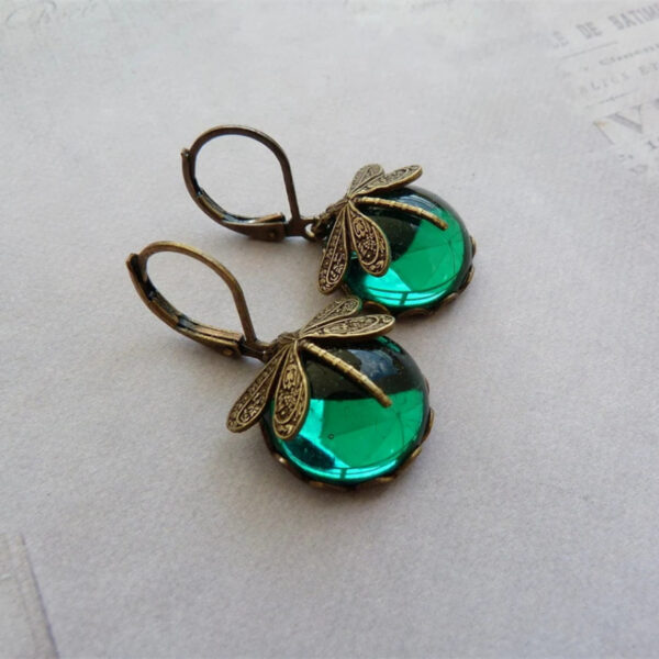Boho Chakra Blue Moonstone Drop Earrings: Vintage Dragonfly Pendant, Fashionable Jewelry for Women, Wedding Charm, Ethnic Style - Image 5