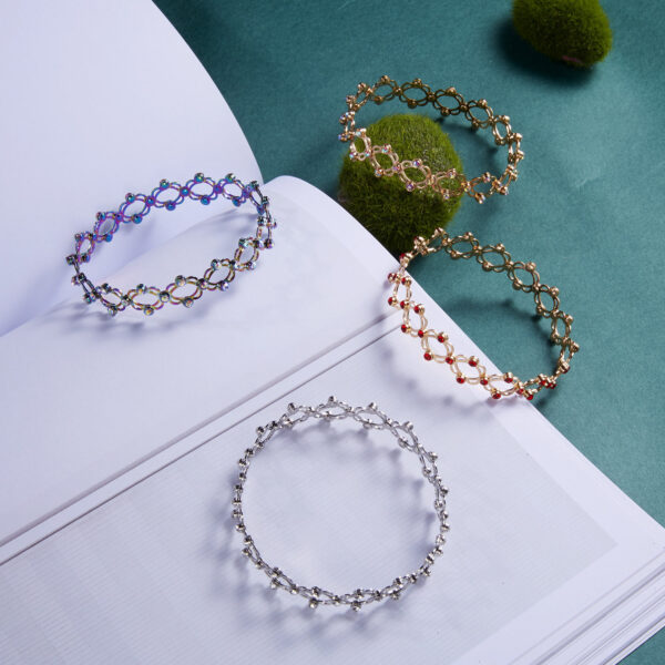 Adjustable Fashion Jewelry: Deformable Bracelet with Magic Rhinestone Rings, 2-in-1 Folding and Retractable, Women's Ins Style - Image 5