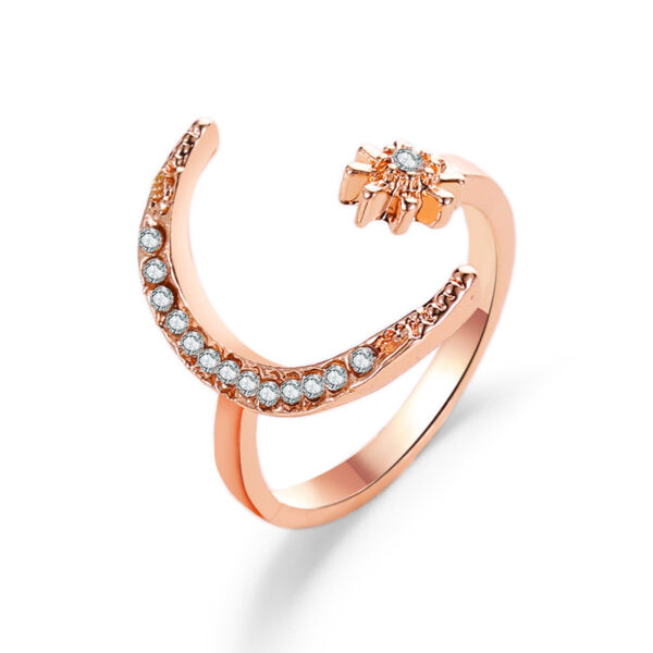 Personalized Jewelry for Women: Moon and Star-themed Rings with Fashionable Rhinestones - Image 9